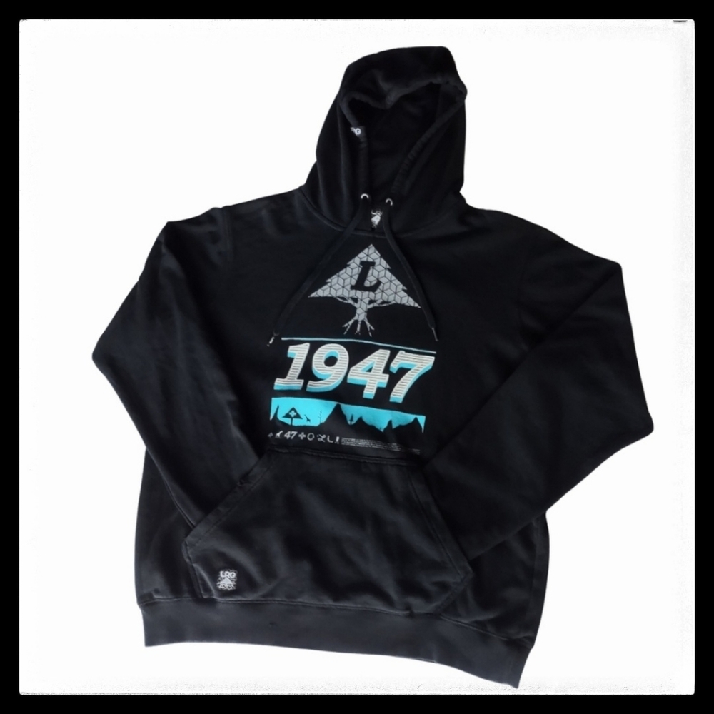 LRG Lifted Research Group 1947 Black Pull Over Hoodie Size Large
